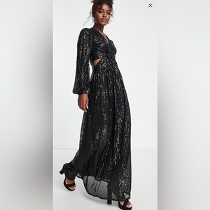 Cut-Out Sequin Maxi Dress